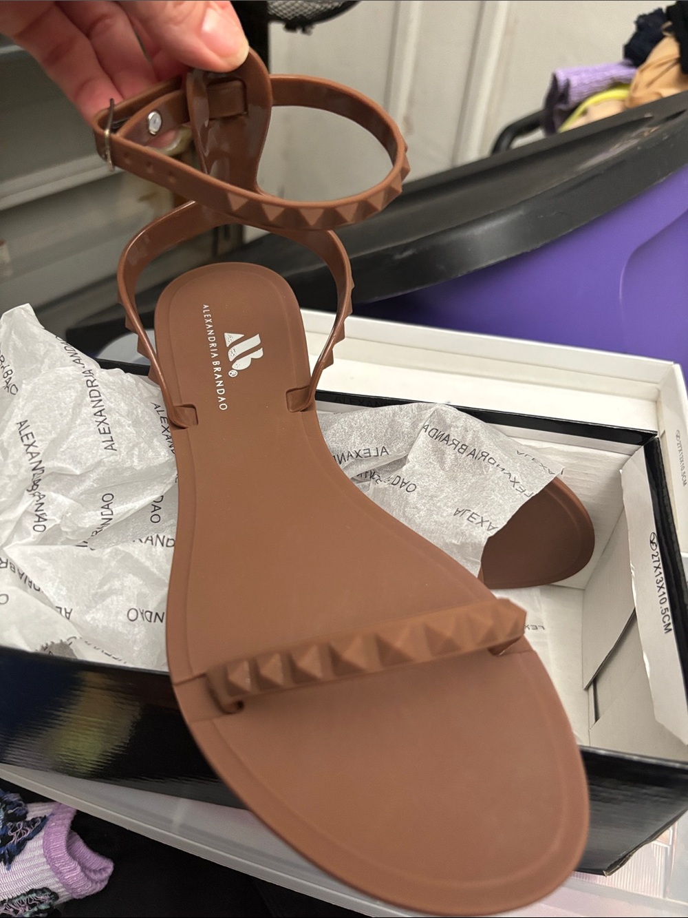 Brown Ankle-Strap Flat Sandals